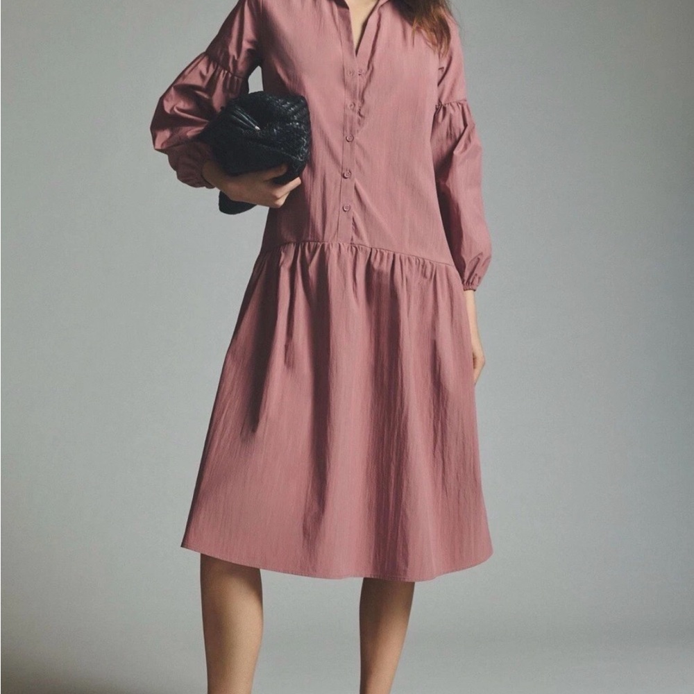 Anthropologie Mauve Long Sleeve Dress